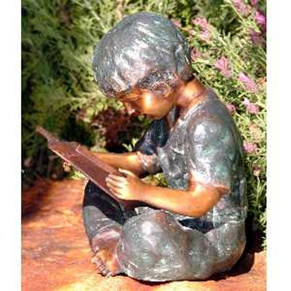 Storybook Time Boy Statue Bronze Open Book Reading Childhood